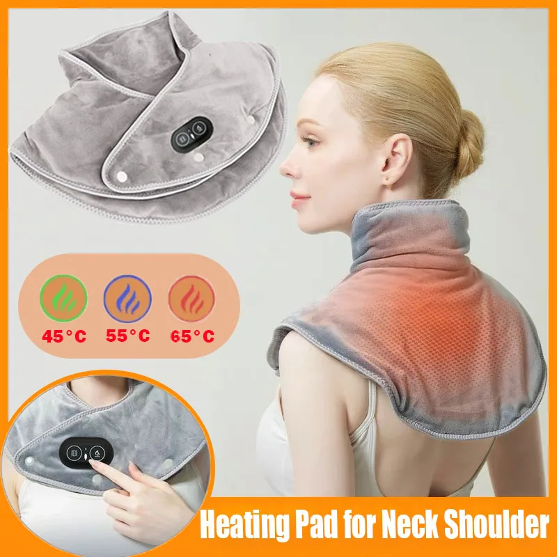 Three Gear Electric Heating Shoulder Neck Pad Massager Cervical Brace Wrap Thermal Compress Relieve Fatigue Warm Back Brace Tool