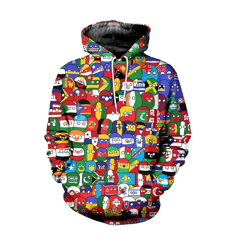 Hoodie 3D motif bola kecil, Hoodie motif bola kecil lucu, Hoodie 3D, pakaian jalanan, kasual, kartun, mode longgar