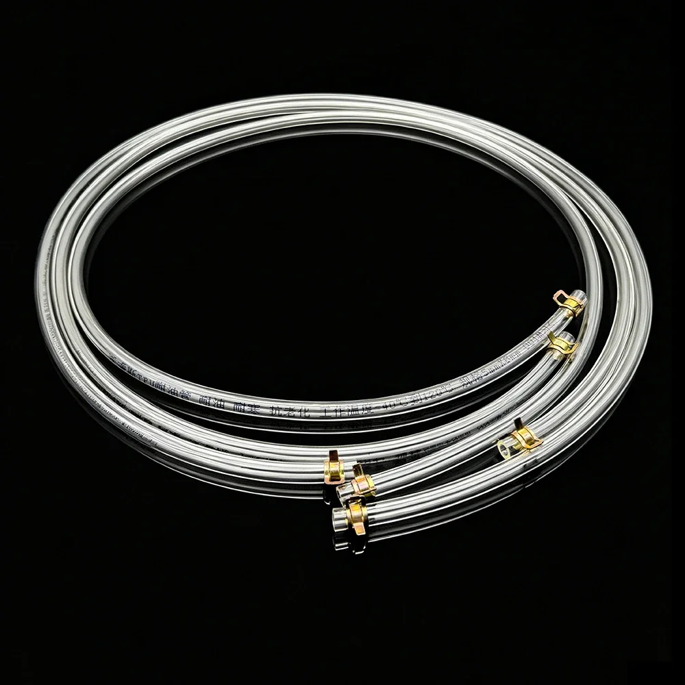 TPU Fuel Tube Clear Diesel Hose Oil Corrosion Resistant Engine Fuel Line ID 4mm~16mm with Galvanized Clamps 1/2/3/5M