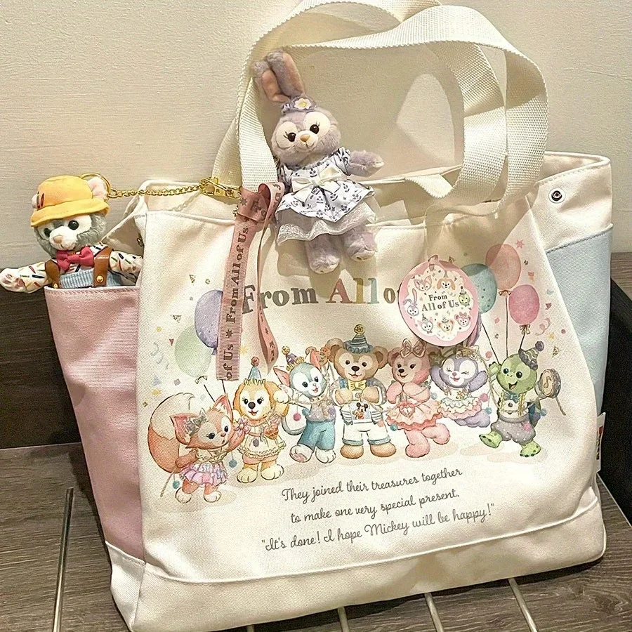 

Large Capacity Canvas Tote Handbag For Women Disney The Duffy Family Cartoon Printed Women's Shoulder Bag Shopping Bag