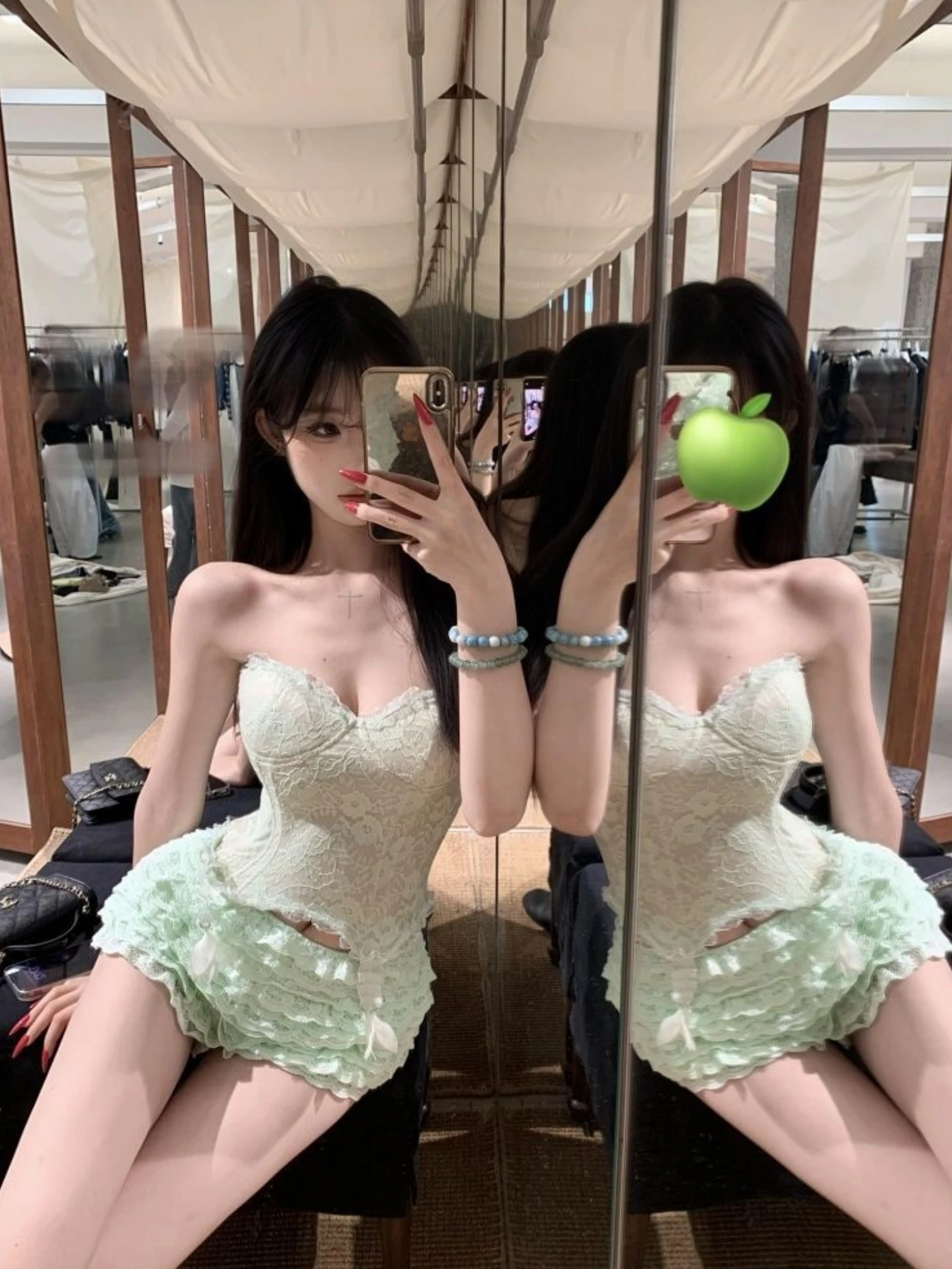 

Сексуальный комплект из кружевного топа и юбки с высокой талией, женский модный летний наряд, V-образный вырез, двухсоставный комплект Pure Desire Sle