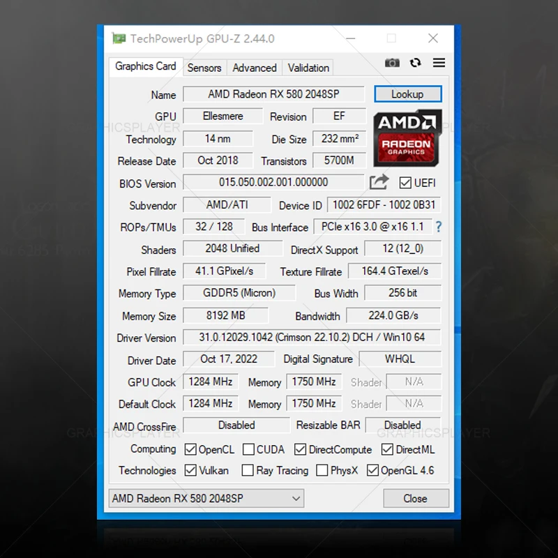 Tarjetas gráficas Serie RX 580, placa de vídeo para ordenador AMD RX PC, 256Bit, 2048SP, GDDR5