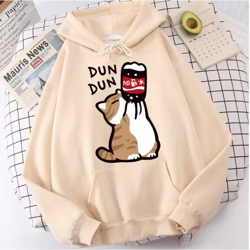 الكرتون القط شرب الرات زيادة المشروبات رجل مقنعين سترة عادية الكرتون هوديس متعة بلوزات المنزل Harajuku القمم