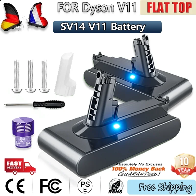 Batterie pour aspirateur Dyson V11 SV14, 25.2V, 8000mAh, Lithium Li-ion, rechargeable, Absolute V11 Animal SV14 970145-02