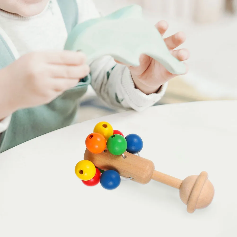 

Baby Wooden Rattle Infant Handbell Creative Design for Hand Eye Coordination Early Education Musical Learning Plaything
