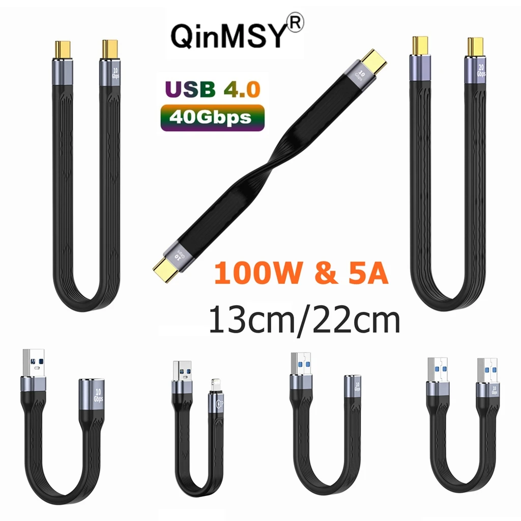 USB 4.0 Gen3 40Gbps Thunderbolt 3 Data Cable PD 10Gbps 100W 5A Fast Charging to Type C Cable 4K@60Hz Cable USB Tipo C Cable 13cm