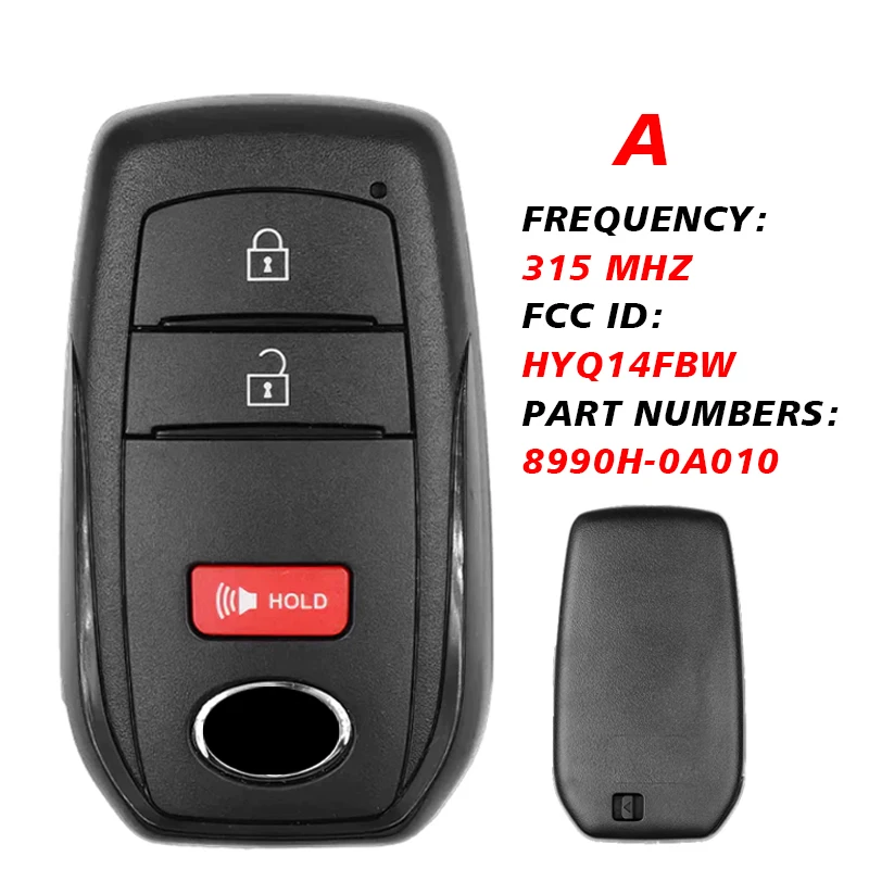 CN007315 OEM Board Remote For 2024 Toyota Corolla Cross Smart Key 315 MHz FCC ID: HYQ14FBW PN: 8990H-0A010/8990H-12350/8990H-0A0