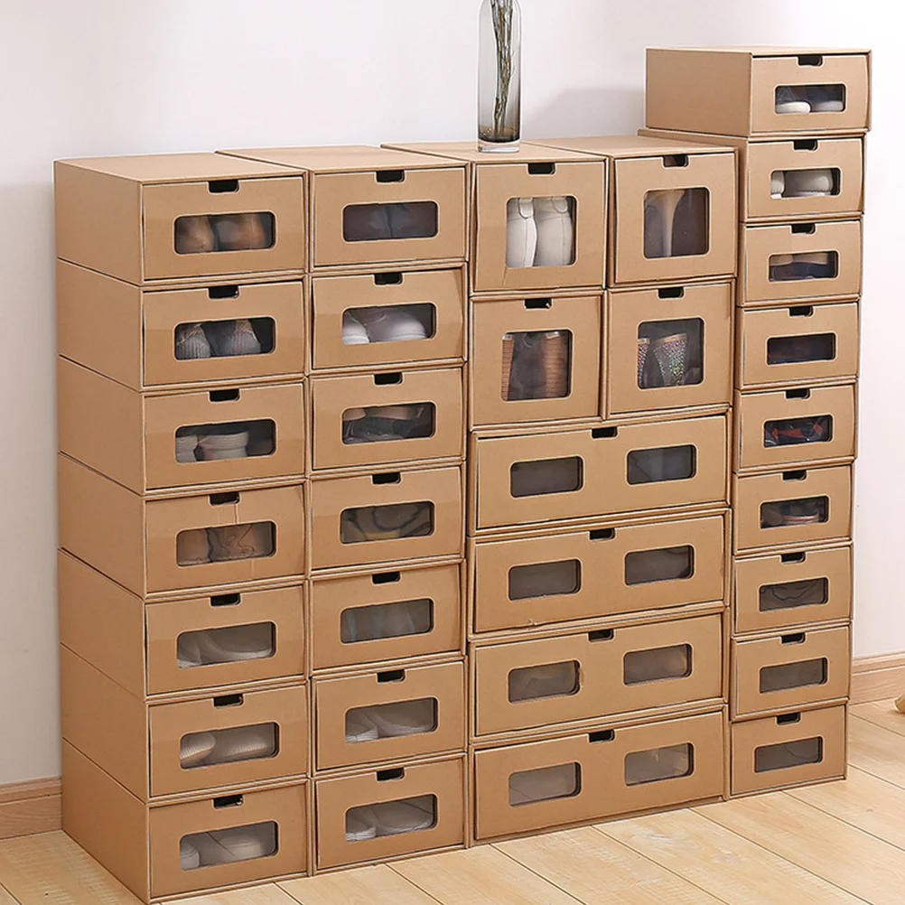 

30X21Cm Thickened Paper Drawer Type Shoe Storage Box For Women Stackable Organizer Ideal For Heels Scarves Socks