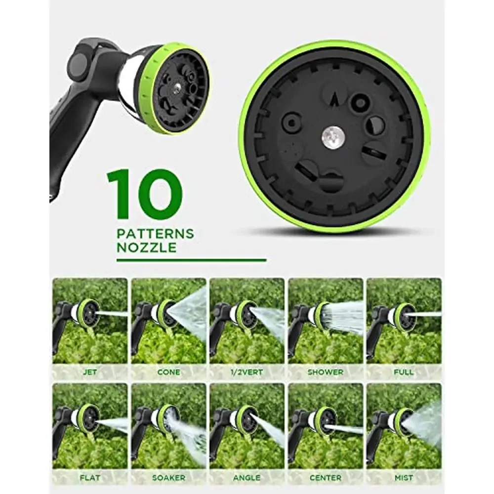 Retractable Wall-Mounted Garden Hose Reel 82ft Auto Slow Rewind System 10-Pattern Metal Nozzle  5/8 Inch 6ft Rubber Handle 5/8