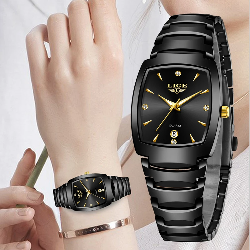 

LIGE лучший бренд класса люкс квадратные женские часы модный водонепроницаемый браслет женские часы женские кварцевые наручные часы Relogio Feminino