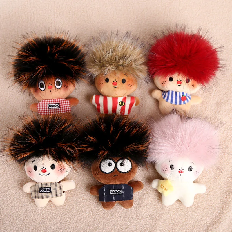 15cm Cute Toasted Fried Hair Doll Keychain Explosion Head Cute Design Stuffed Toy Bag Pendant Fun Shape Ugly Style Keychain Gift