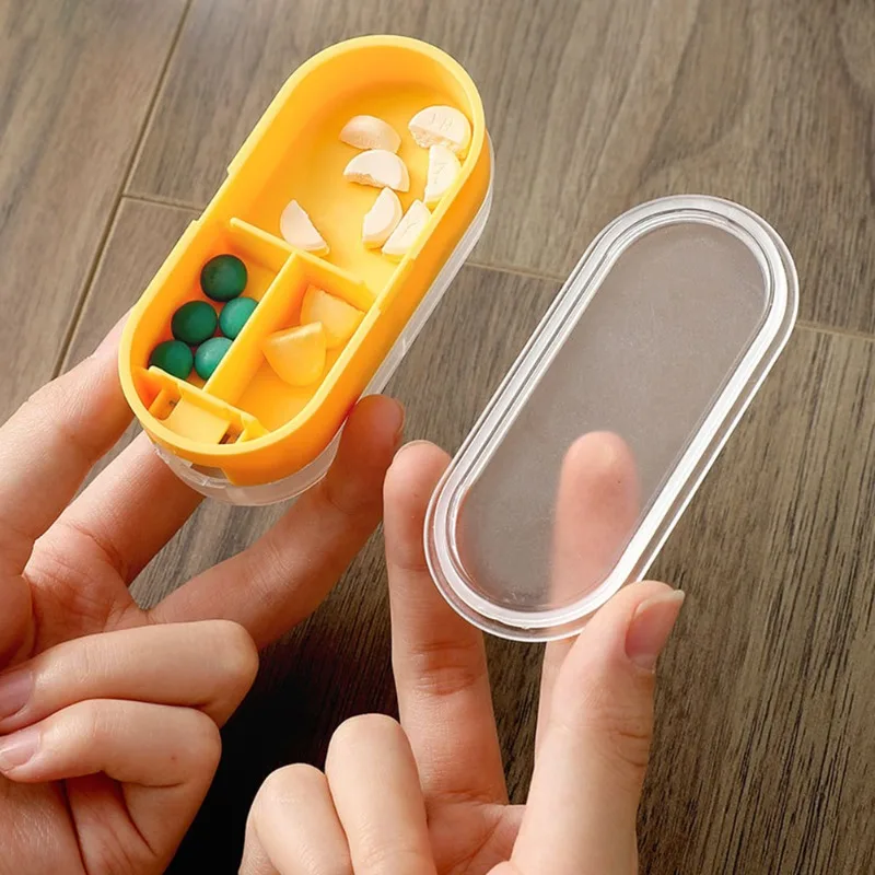 Medicine Pill Cutter Box Portable Drug Box Useful Grinder Splitter Medicine Pill Holder Tablet Cutter Splitter Divider Pill Case