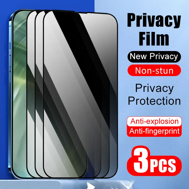 

3pcs phone screen protector Privacy tempered glass For IPhone 16 15 Plus 14 13 12 Glass smartphone protective film 11 Pro Max