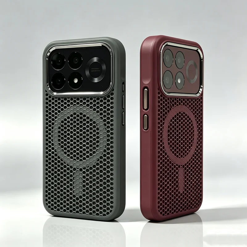 For POCO F9 Ultra Case Honeycomb Heat Dissipation For MagSafe Magnetic PC Skin Feel Phone Cover Metal Lens Frame Button Shell
