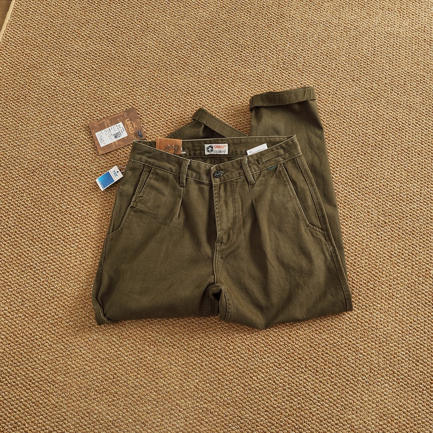 100% algodón Otoño e Invierno pantalones de trabajo simples y pesados para hombres pantalones cónicos tejidos de sarga de algodón rectos sueltos