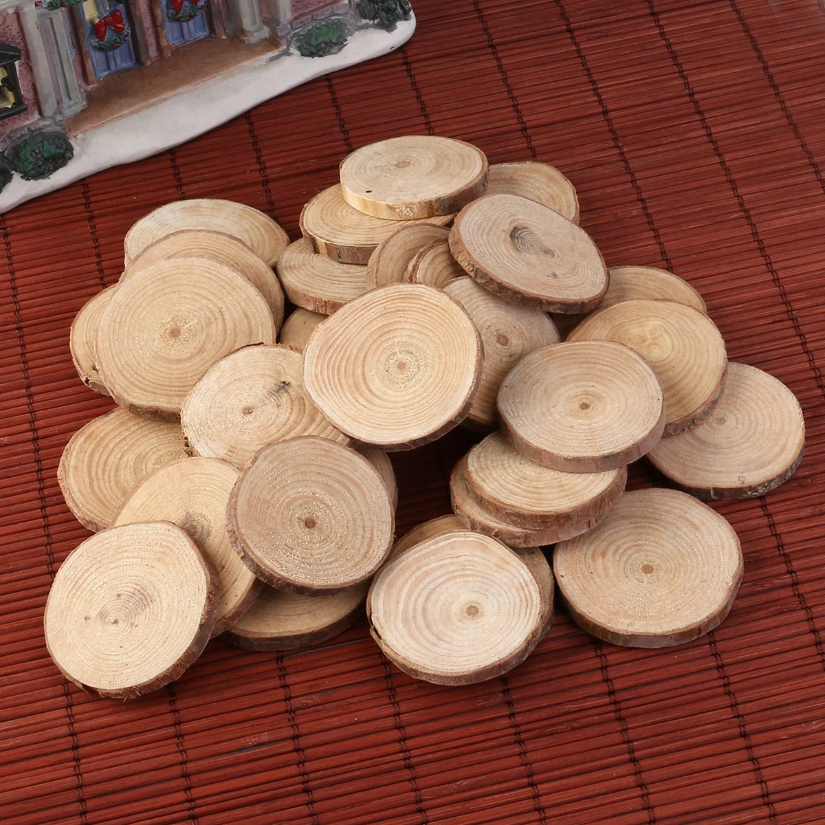 30 قطعة شرائح الخشب أقراص سجل طبيعي مصقول كلا الجانبين 4-5 سنتيمتر قطر الزفاف الجدول زينة DIY بها بنفسك لوازم الحرفية #5