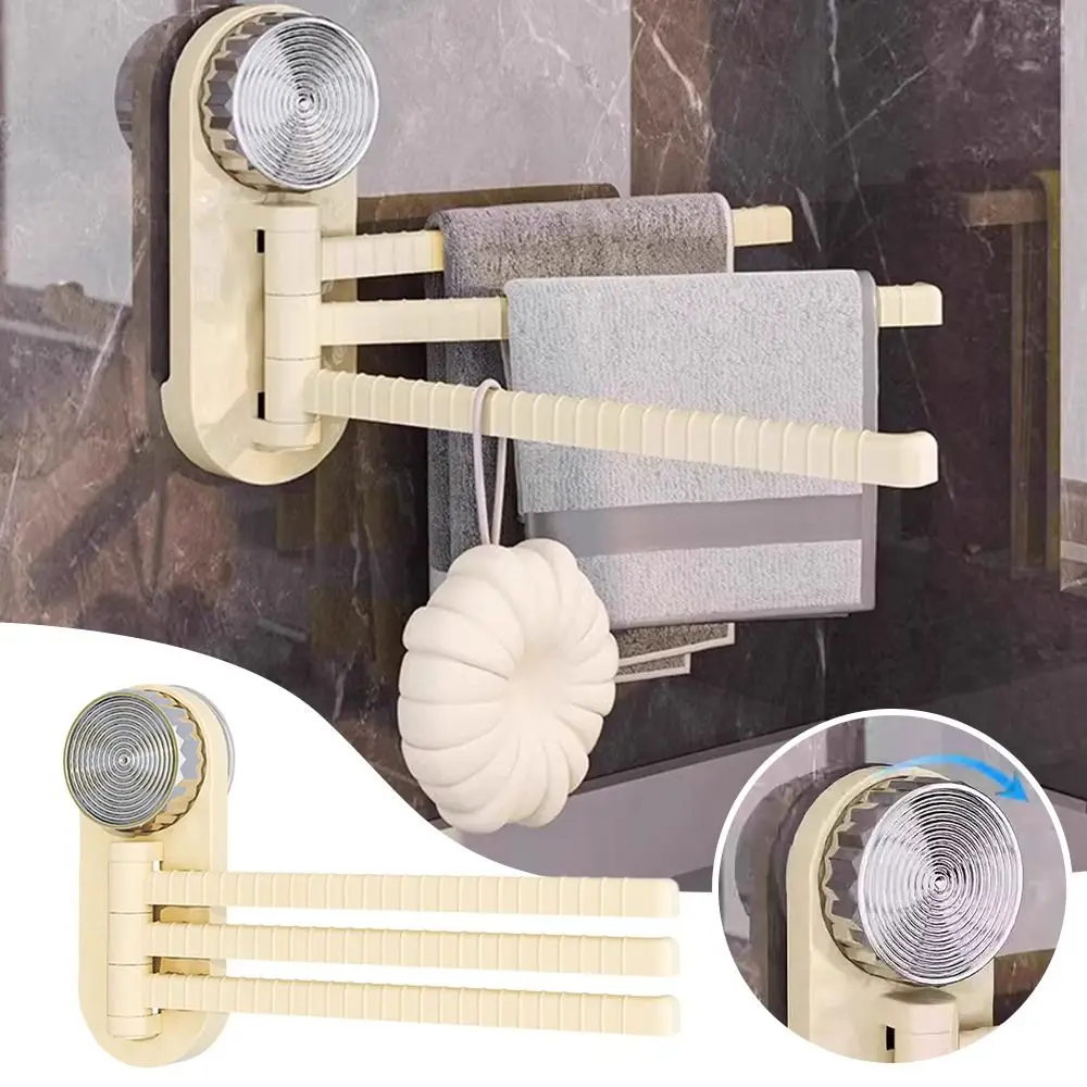 

New High Quality Gifts Suction Cup Towel Rack Strong Row Traceless Rotatable Towel Holder Wall-mounted 3-Bar Towel Hanger