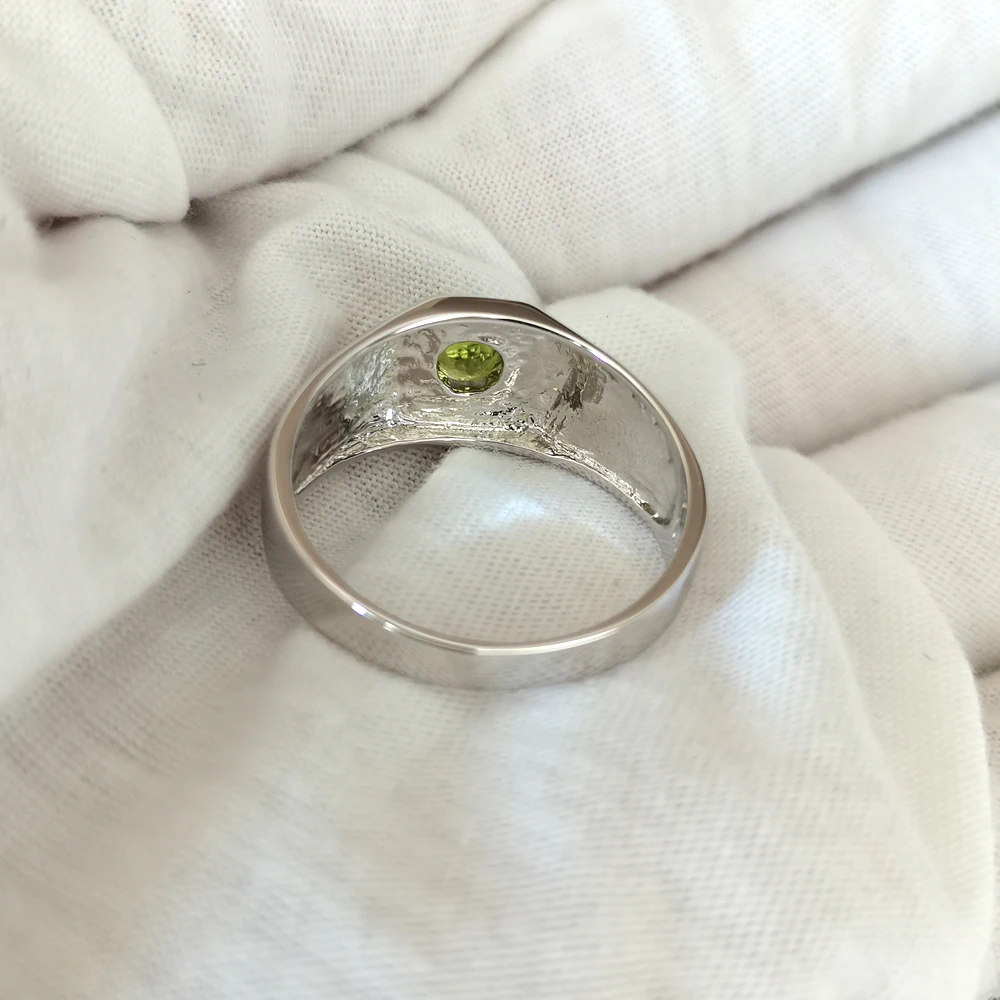 Natural Green Peridot Cross Ring Men 925 Sterling Silver 5mm Gemstone Birthday Crystal Jewelry R524GPN