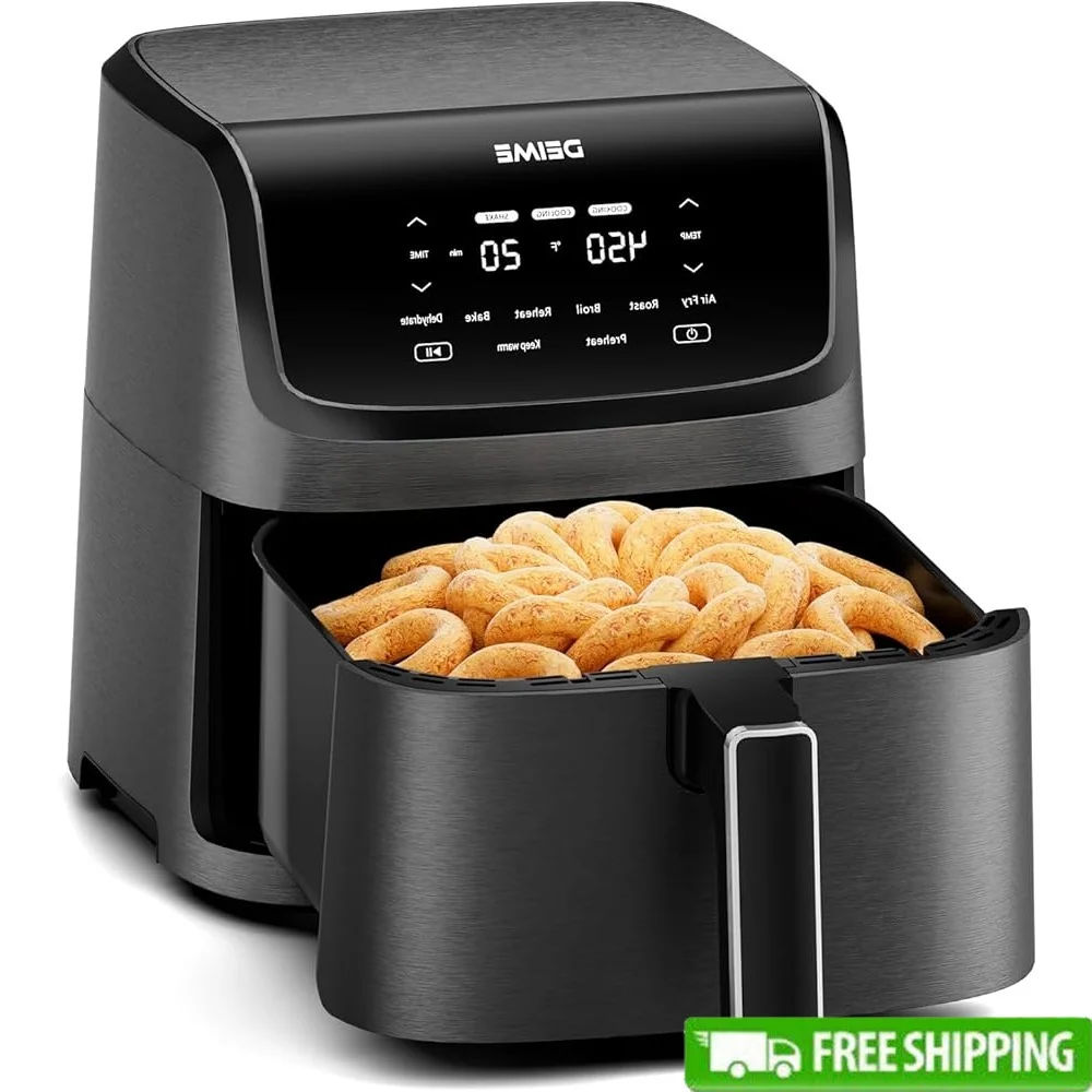 

Multifunctional Air Fryer 7.2QT Oilless Healthy Cooker with 8 Presets Touch Screen Visible Cooking Window Nonstick Basket