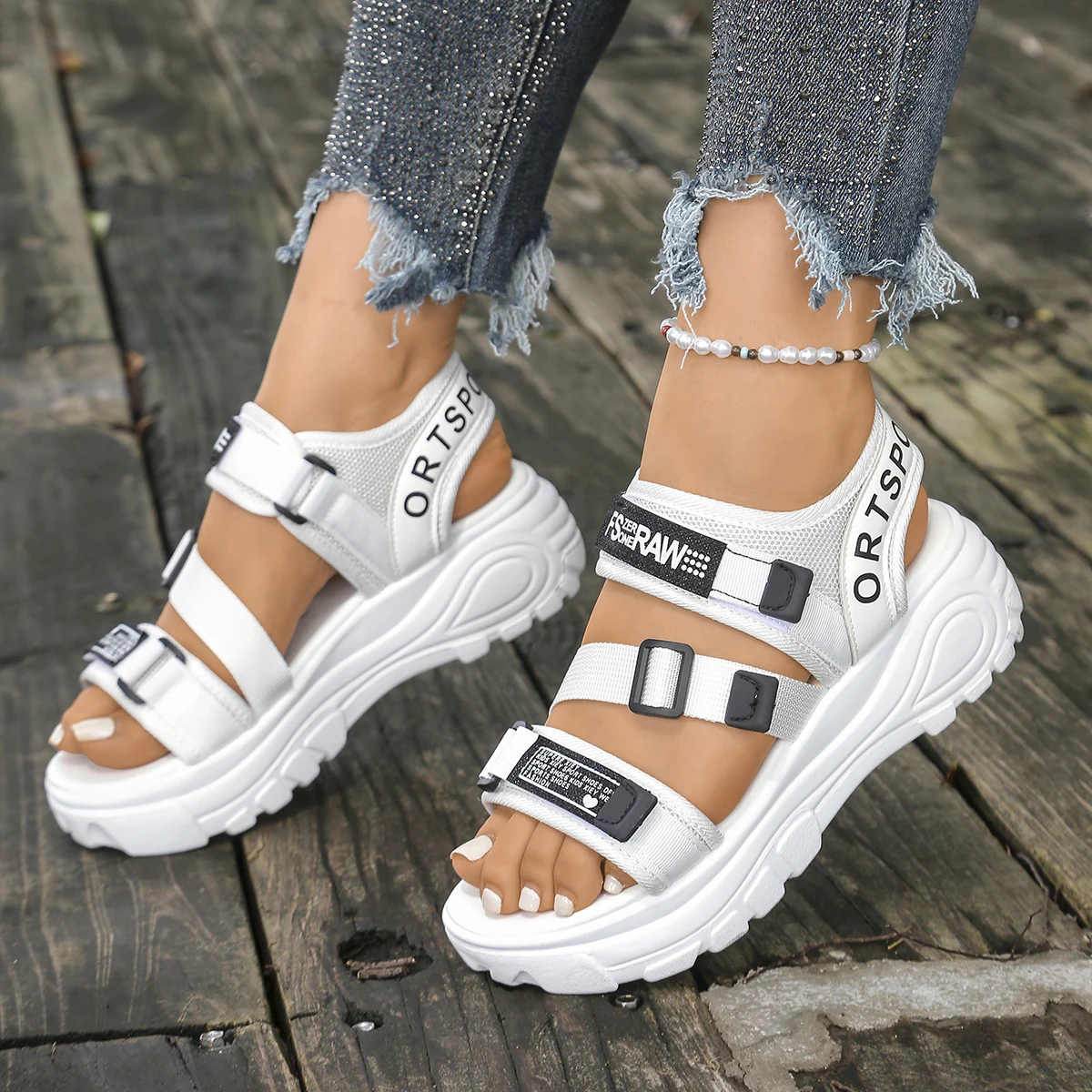 Women Platform Wedge Sandals S - Velcro Strap Sandal ulasan dan harga