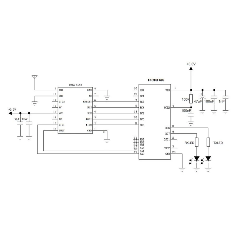 CC68-C1 Lora 모듈, LORA1262/LORA1268-WMAN 대신 전체 433Mhz, LLCC68, 160MW, 5km