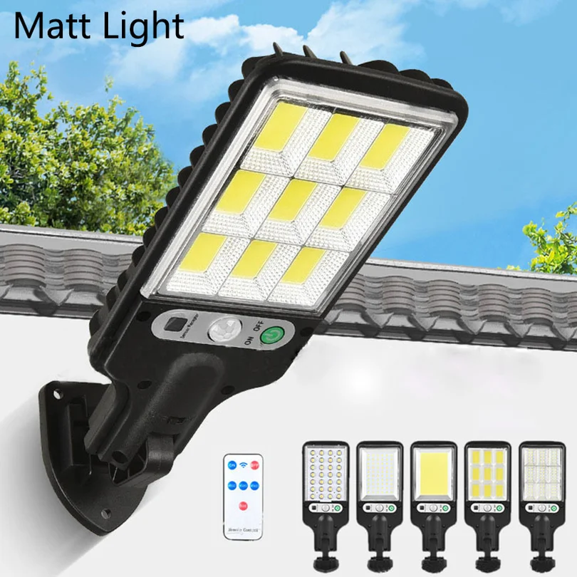 

Led Solar Street Light Outdoor Wall Lamp Waterproof 3 Modes PIR Motion Sensor Garden Patio Porch Garage Remote Security Lighting