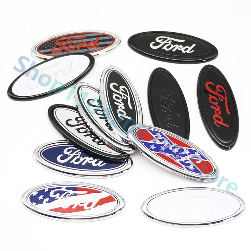 11.5x4.5cm Car Front Rear Trunk Emblem Cover Sticker for Ford Focus Mondeo Edge Ecosport Ranger Fiesta Fusion Kuga Accessories