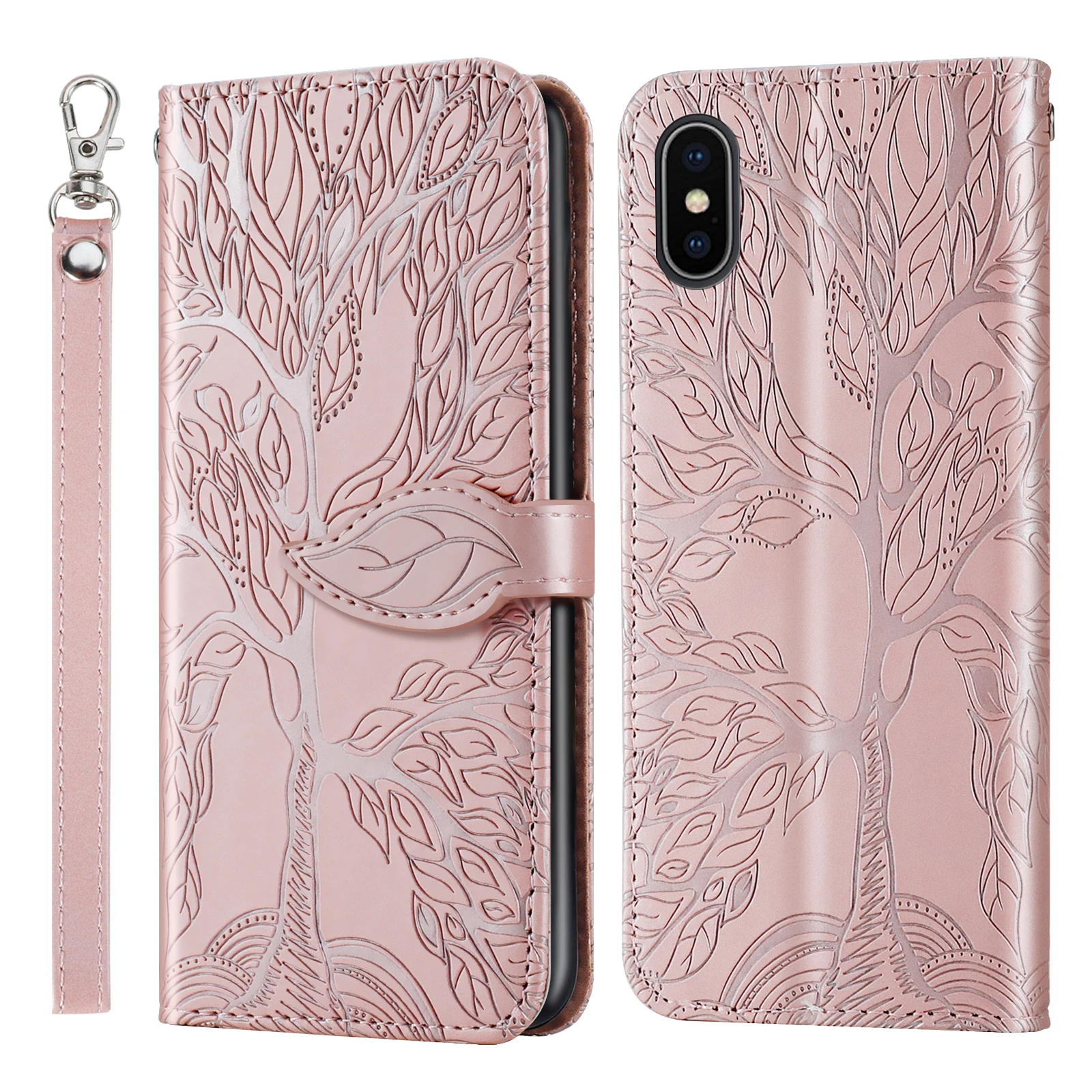 

For Apple Iphone X / XR / XS / XS MXA case, Tree of Life leather case with card slot, clamshell leather case