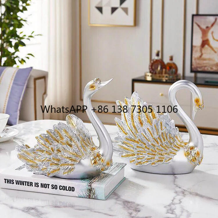 

Modern creative resin craft gift swan ornament living room TV cabinet decoration simple soft decoration wedding gift