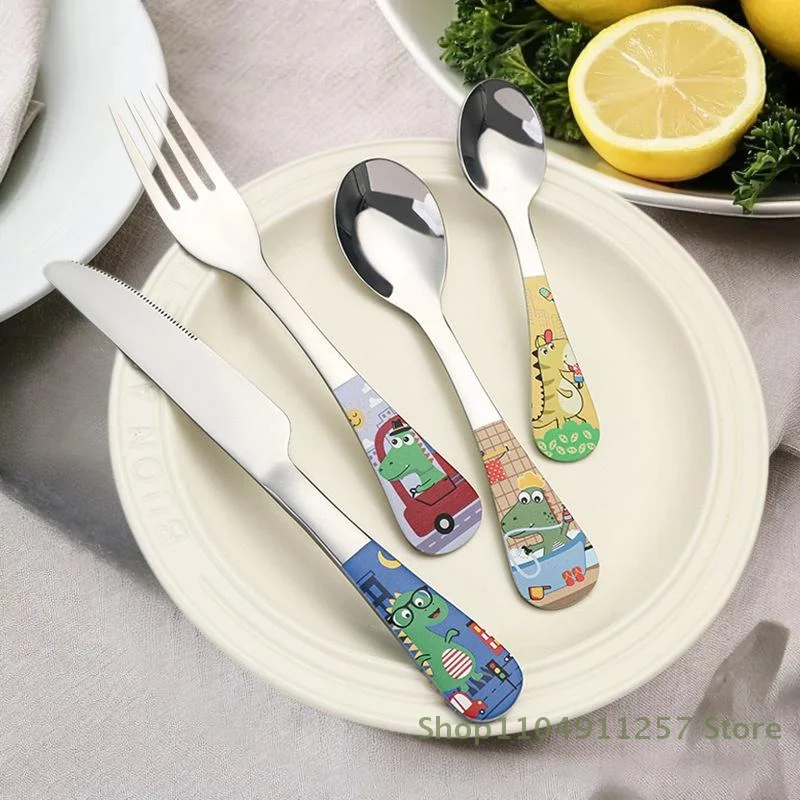 

1/4Pcs Animal Cartoon Cute Fork Stainless Steel Children Spoon Fork Children Kids Cutlery Set Tableware Dinnerware Supplies Gift