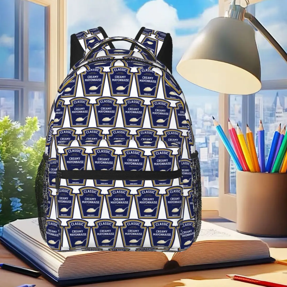 Disfraz de Halloween de mayonesa, conjunto familiar a juego, mochila de mayonesa, mostaza y kétchup para parejas, mochila escolar para niños, bolsos de hombro