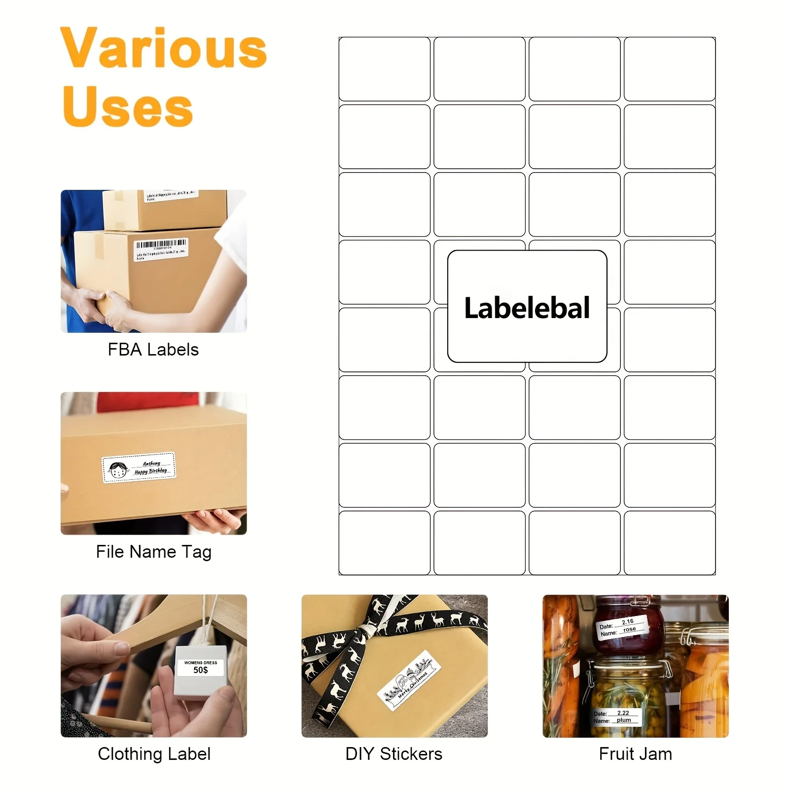 ESHANG Etichette per indirizzi Carta adesiva per stampante laser/a getto d'inchiostro Etichette postali A4 Bianco 56 per/32 per foglio