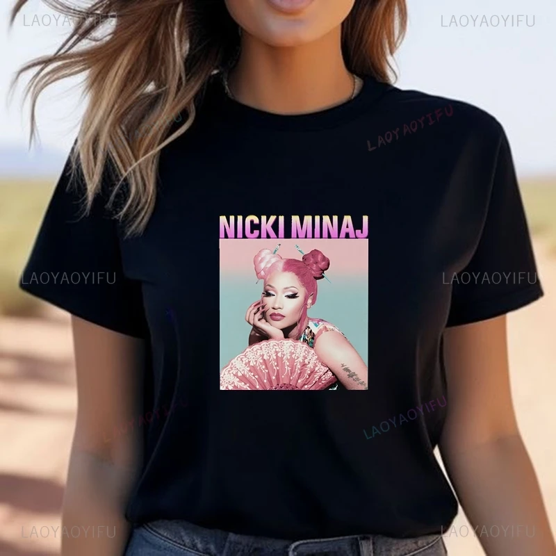 Rapper NICKI MINAJ Classic Poster Printed Women's Shirt, Everyday Casual Streetwear, Spring/summer Cotton 0 Neck T-shirt