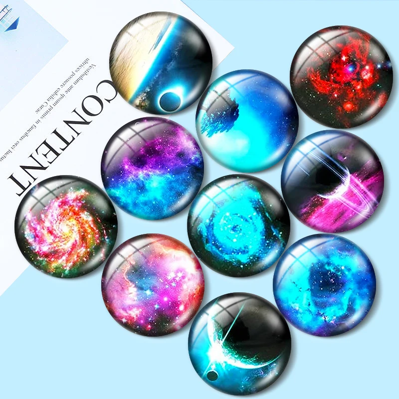 Starry sky pattern 12/18/20/25mm glass cabochon  bracelet pendant rings for jewelry demo earrings back Making findings