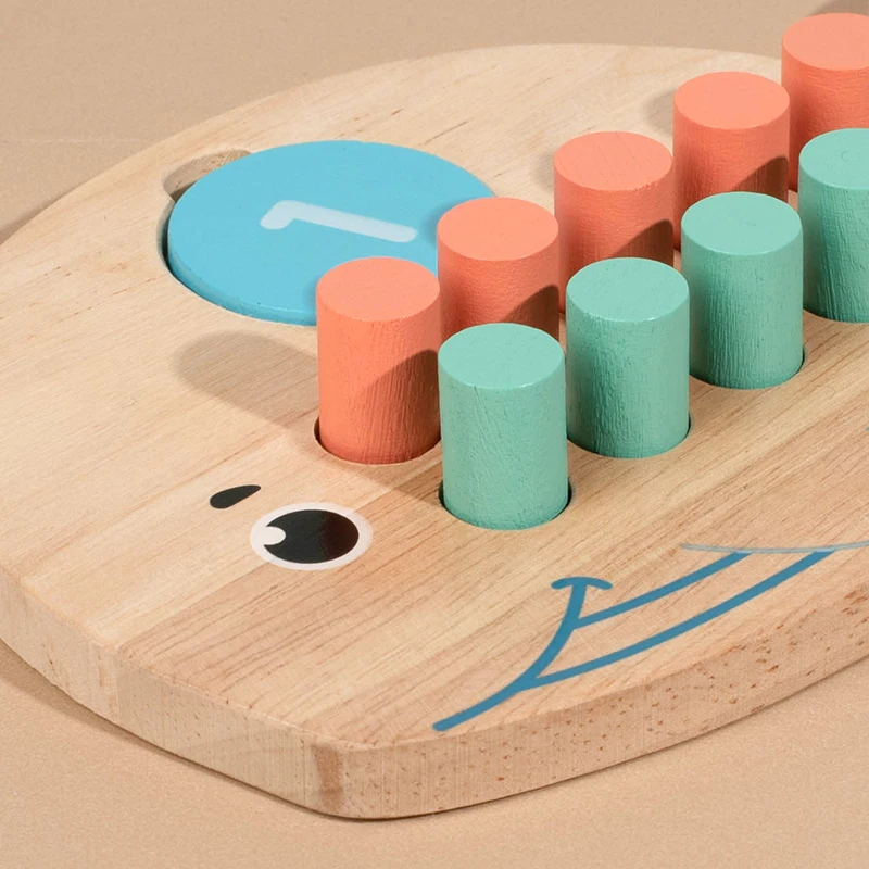 Tablero de números de madera para niños, contador de diez dígitos en forma de ballena, juego de correspondencia cognitiva, operación de resta y suma, juguetes de matemáticas