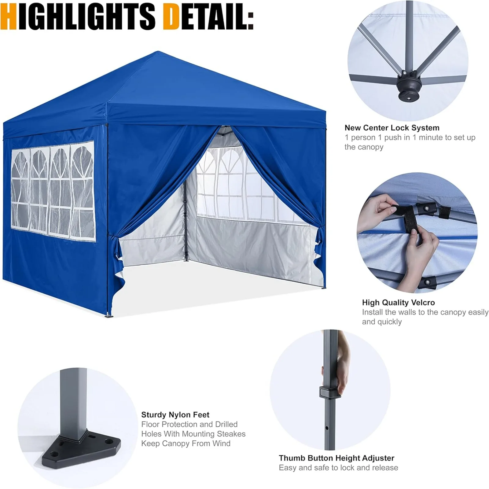 US 10X10Ft Pop up Canopy Tent Enclosed Instant Folding Canopy Shelter with Elegant Church Window Outdoor Pavilion