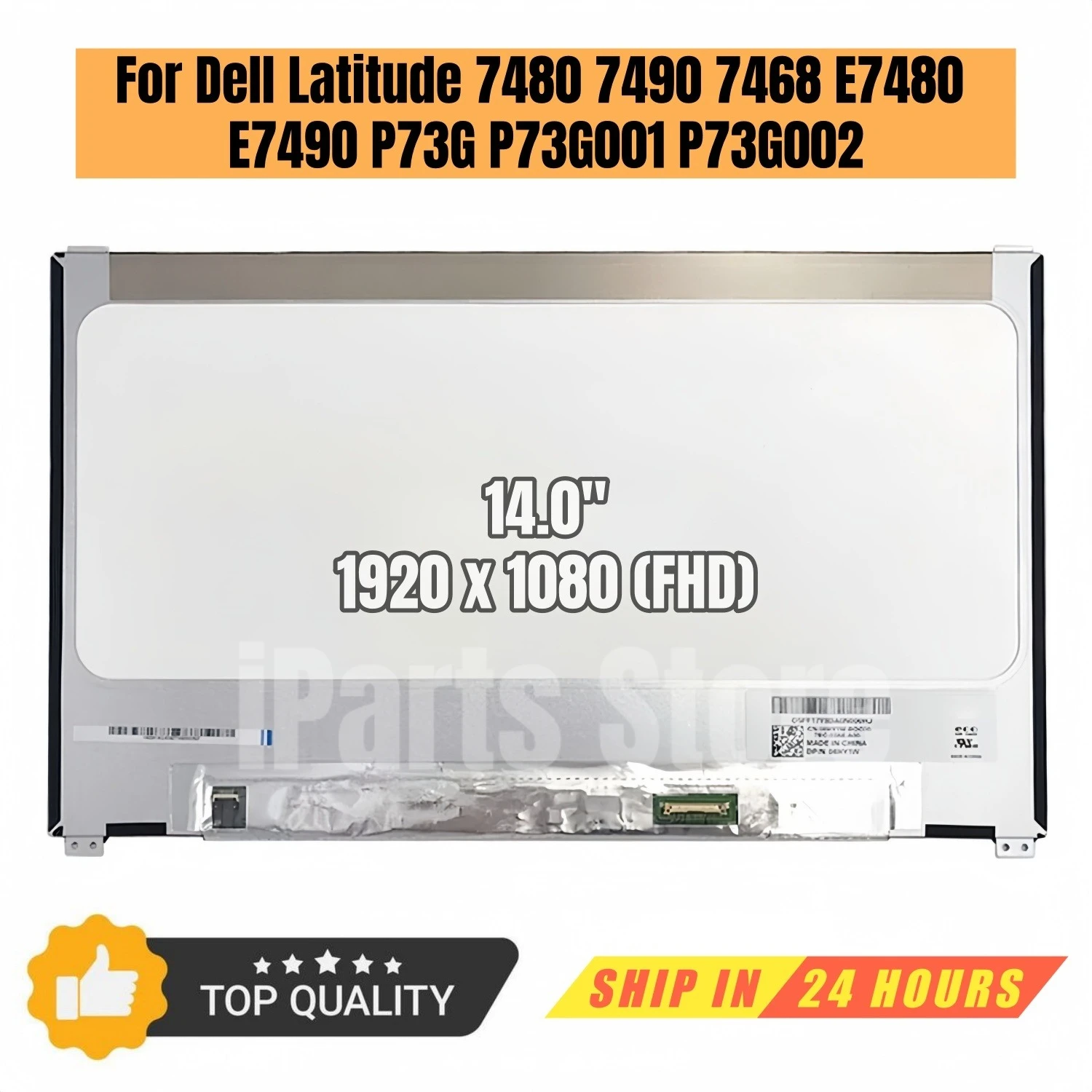 

iParts Replacement Display for Dell Latitude 7480 7490 7468 E7480 E7490 P73G P73G001 P73G002 06HY1W 14.0 FHD LCD Screen Panel