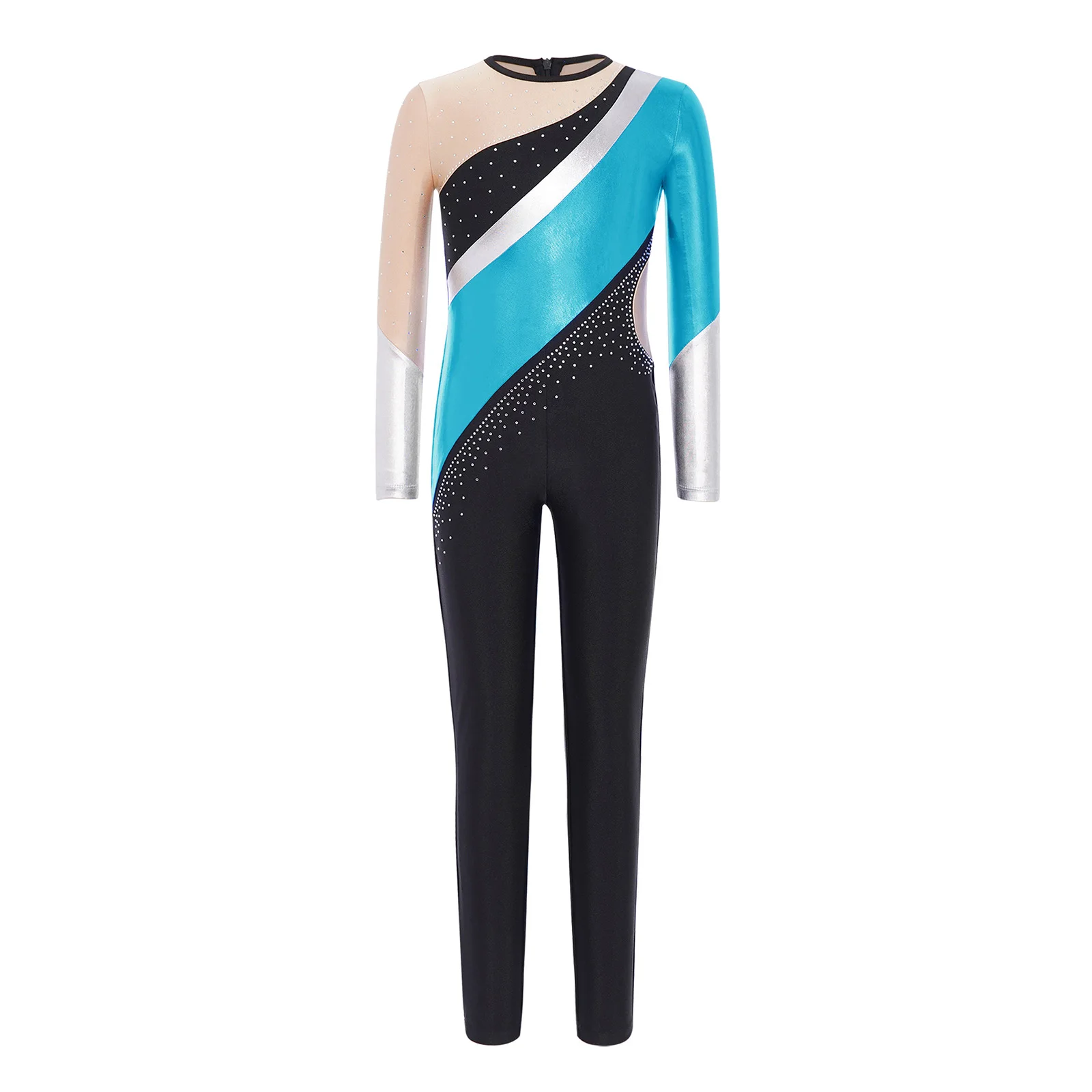 Tute metallizzate a maniche lunghe per bambini Body per danza classica Maglia da ginnastica Unitard per costumi da ballo per bambini