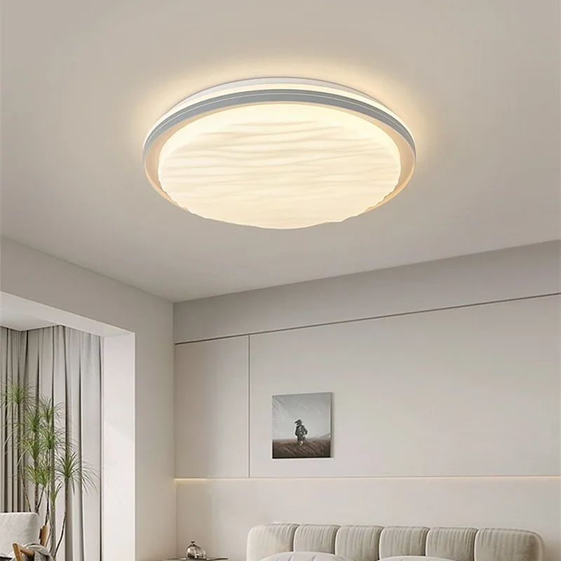 Luz de techo cuadrada LED, lámparas de habitación de comedor de estilo crema claro de tres colores, iluminación redonda blanca muy delgada para dormitorio