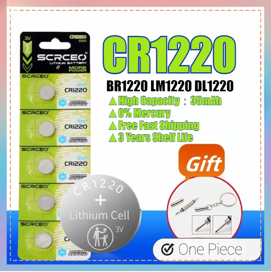 10-100PCS CR1220 3V Lithium Button Battery BR1220 LM1220 DL1220 L04 5012LC Coin Cell Watch CR 1220 Batteries for Toys Remote