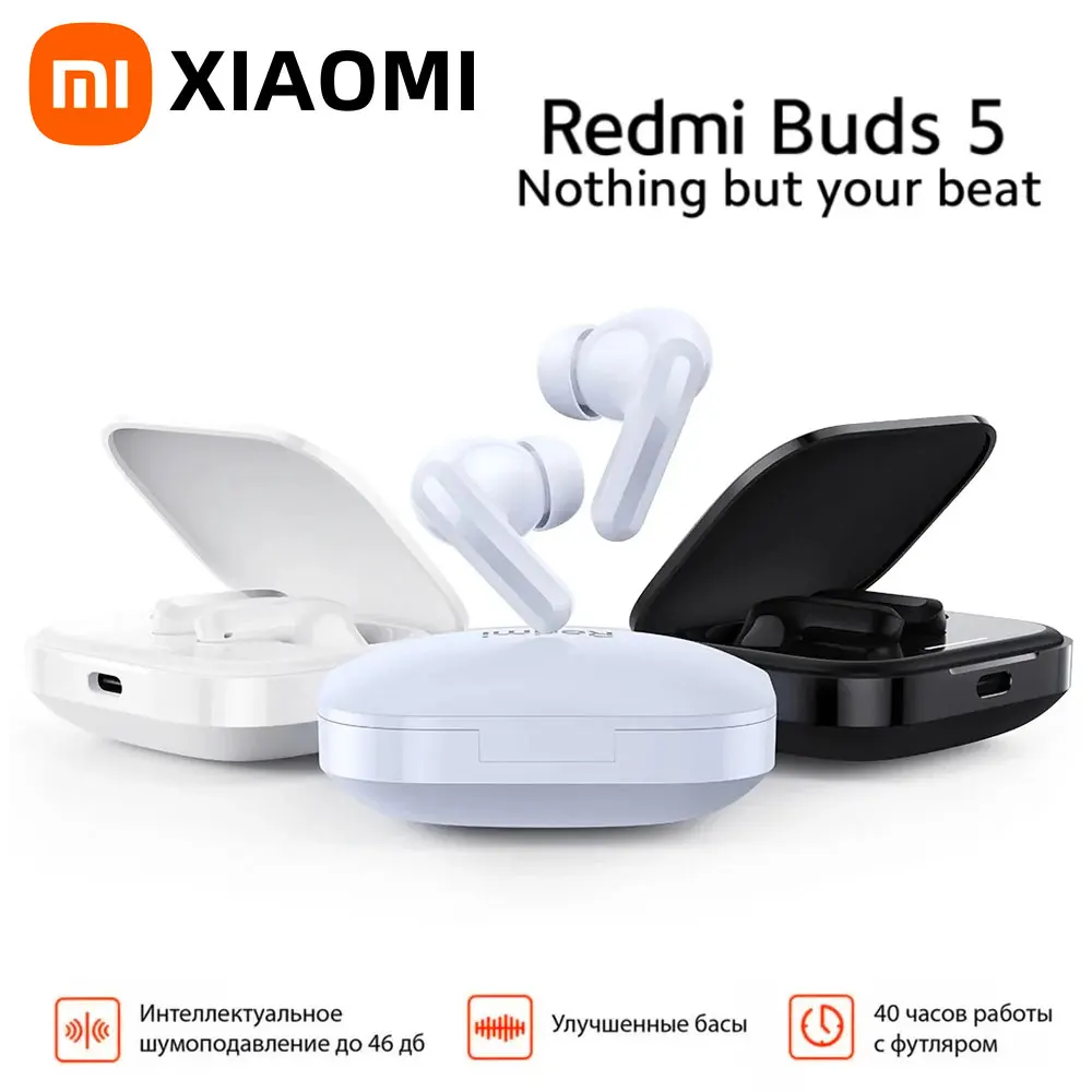 

Наушники Xiaomi Redmi Buds 5, 46 дБ, активное шумоподавление, Bluetooth 5,3, TWS ANC, гарнитура, 40 часов, длительный срок службы батареи, сенсорное управление