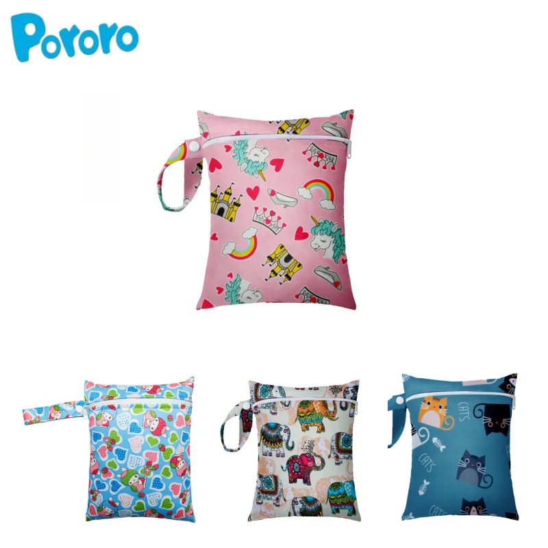 إعادة تدوير صديقة للبيئة قابلة للغسل من بورورو، حقيبة حمل مقاومة للماء، حقيبة مبللة لتخزين الحفاضات القماشية، تخزين الغابات المطيرة في الهواء الطلق