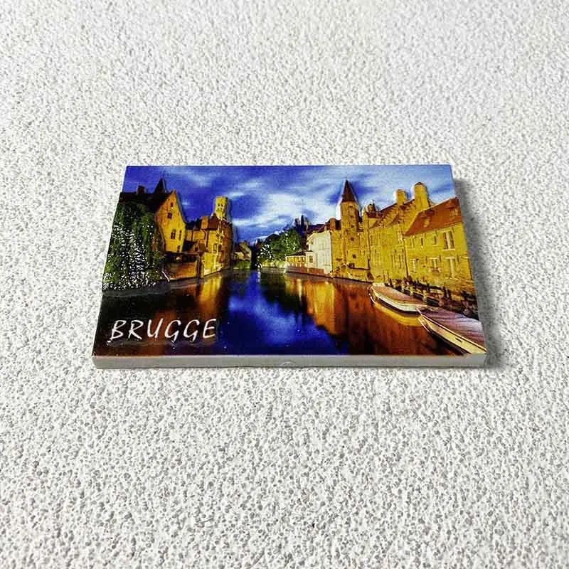 Belgium Bruges tourism memorial crafts town landscape painting three-dimensional decoration 3d painted refrigerator magnets