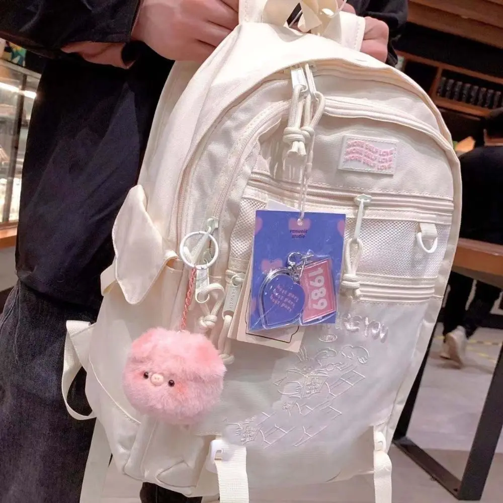 작은 돼지 머리 펜던트 동물 키체인 부드러운 돼지 머리 가방 펜던트 PP 코튼 자동차 키체인 어린이용 돼지 키체인