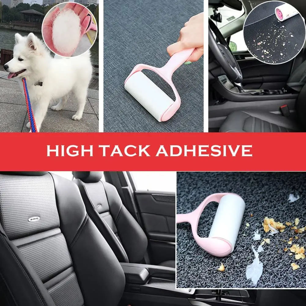 Tearable Roll Paper Sticky Roller Dust Pet Hair Clothes Carpet Tousle Remover Portable Lint Cleaning Brush Tools Kit with Handle