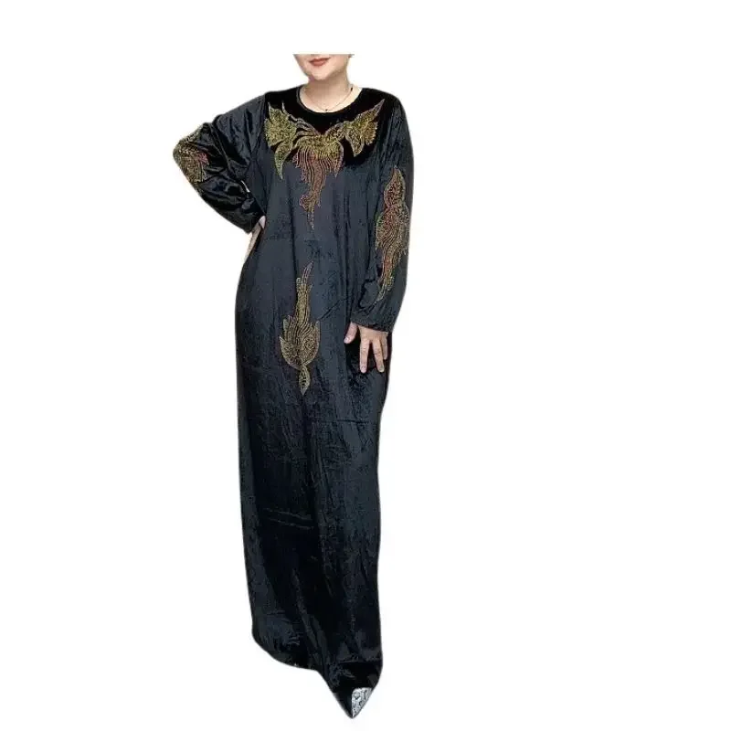 Velvet Long Maxi Dress African Dresses for Women 2025 New African Clothes Dashiki Hijab Abaya Dubai Boubou Robe Africaine Femme