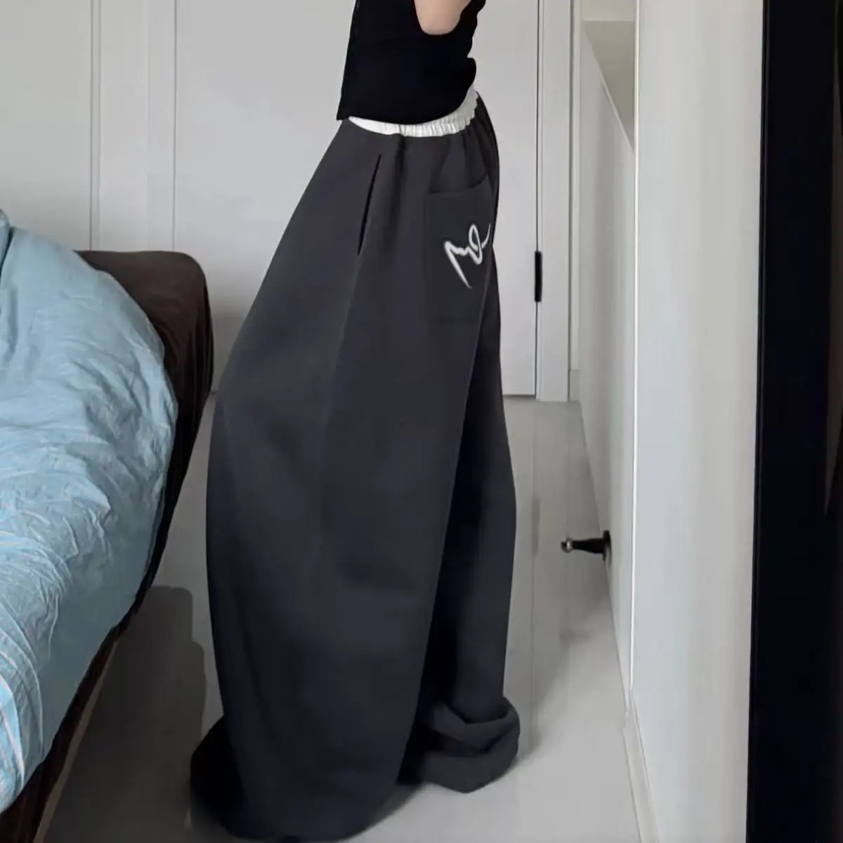 

Весенние и осенние повседневные брюки свободного кроя с универсальными карманами, широкие брюки в американском стиле для танцев