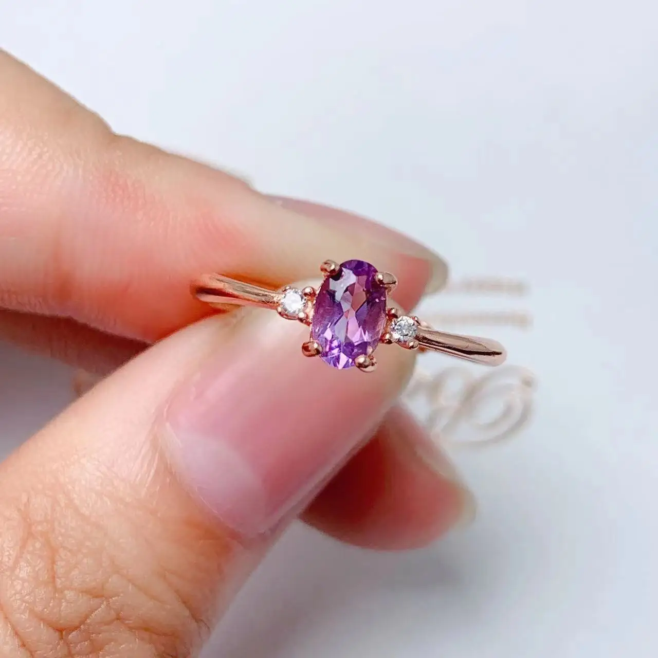 

Fashion Amethyst Ring for Party 4mm*6mm 0.5ct VVS Grade Natural Amethyst Silver Ring Solid 925 Silver Amethyst Jewelry