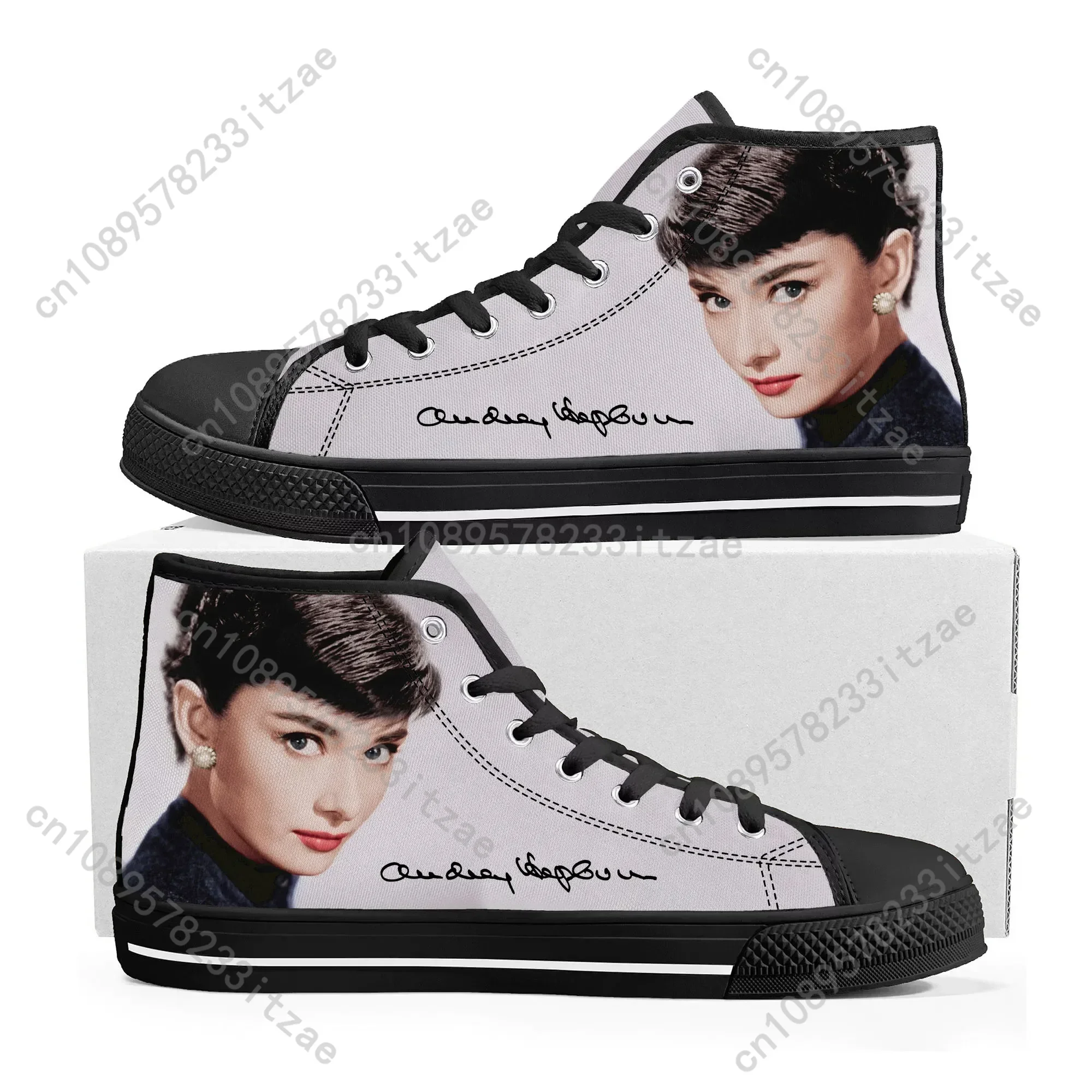 

Audrey Hepburn High Top High Quality Sneakers Mens Womens Teenager Canvas Sneaker Casual Custom Made Shoes Customize DIY Shoe