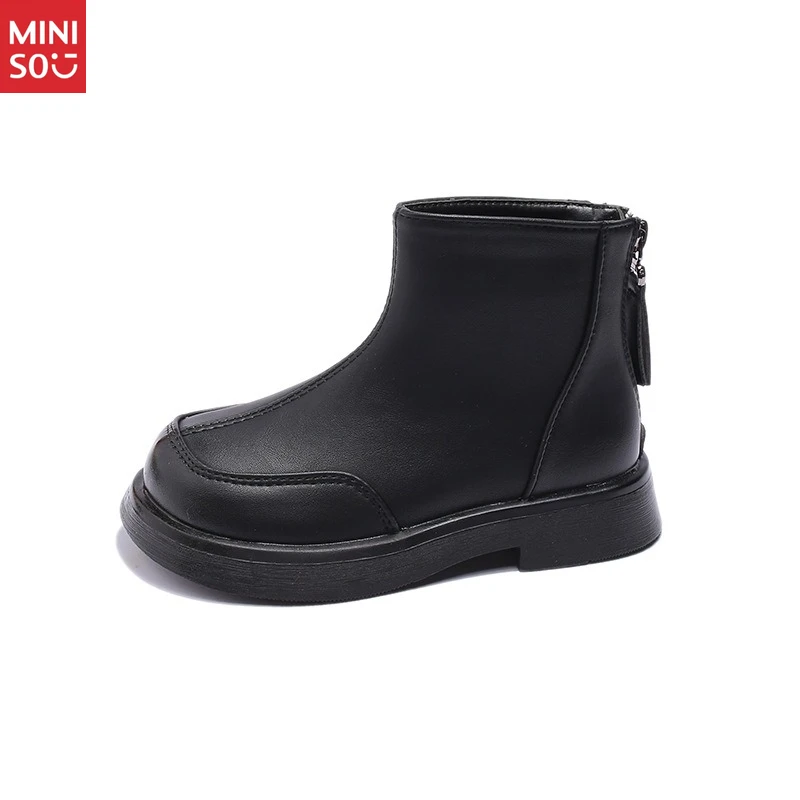 حذاء مارتن للفتيات من Miniso 2025، حذاء جلدي ناعم على الطراز البريطاني للأطفال الصغار #5